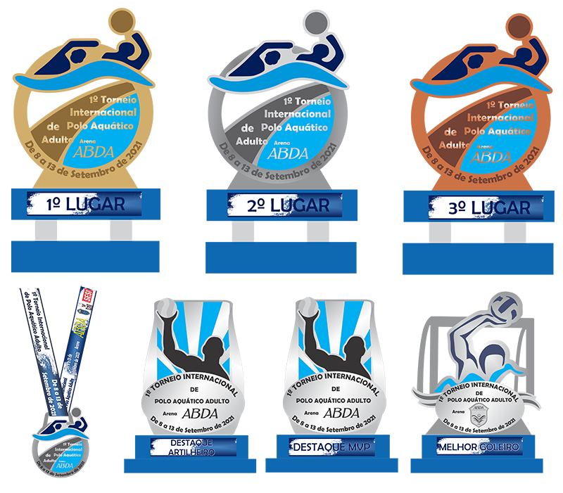 O layout dos troféus e medalhas tem 